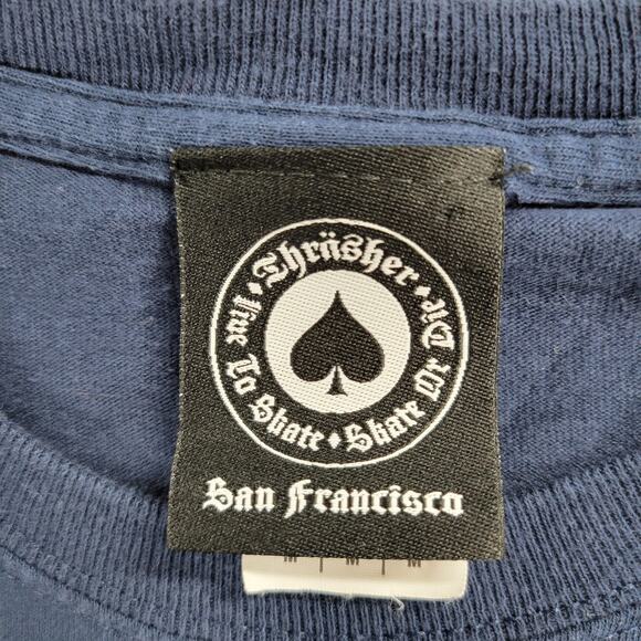 VTG Thrasher Magazine‎ Burn it Down T-shirt M Blue Flame Logo Skateboard Graphic - Picture 10 of 13